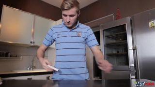 Attractive blonde doll Kodis fucks hard dog design in the kitchen area