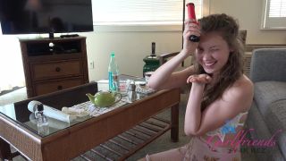 Captivating teen Mackenzie poking wet limited pussy with smooth sex toy